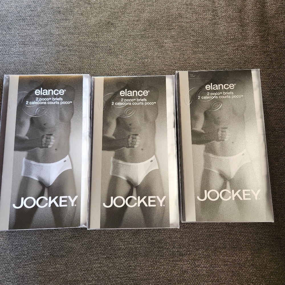 New Jockey Elance Poco Briefs Undrrwear Mens Medium 2 Pack Lot White 100% Cotton